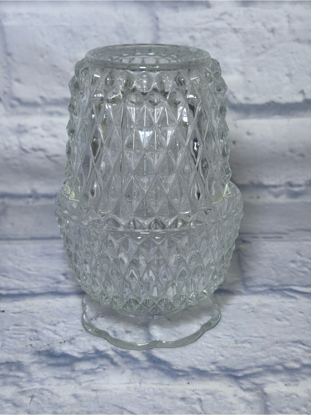 Vintage Indiana Glass Angel Light "Diamond Point" Clear Fairy Lamp